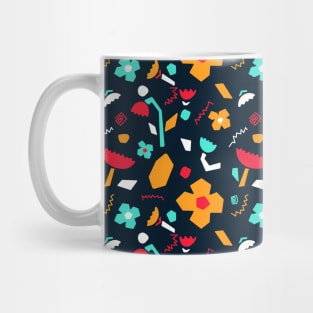 Abstract Flower Shapes Navy Mug